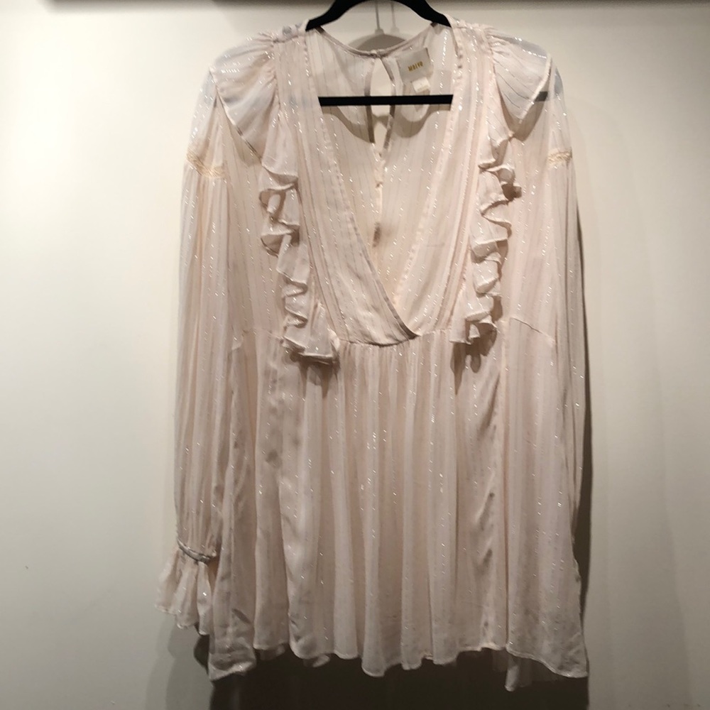 Anthropologie cream and silver blouse